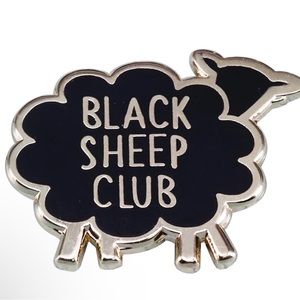 Black Sheep Club Enamel Lin, Silver and Black Enamel Pin